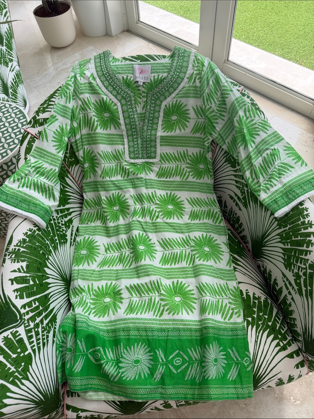 Bella Tu Green Floral  Tunic Palm Beach